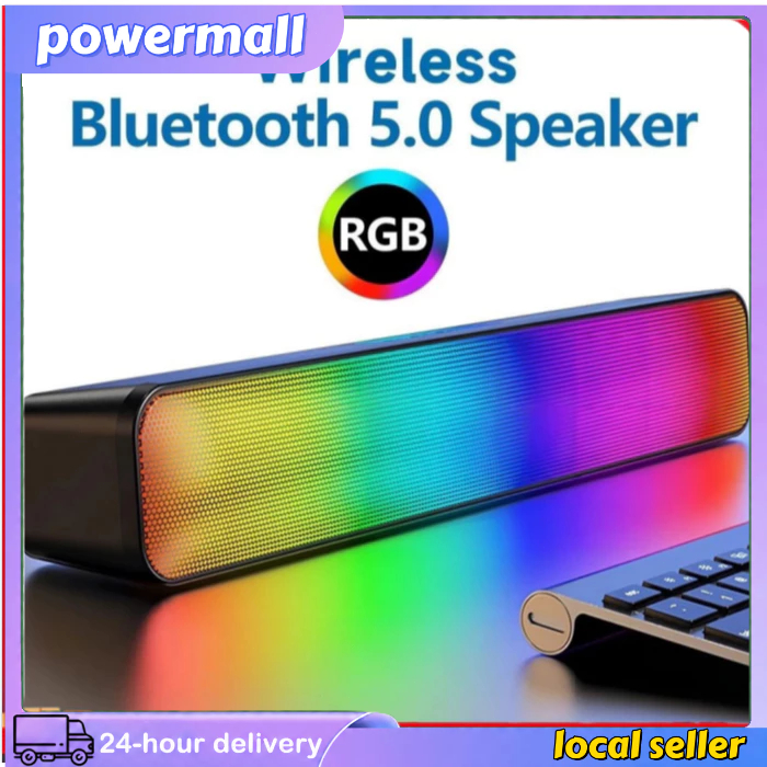 Speaker Bluetooth Bass Kuat Stereo Lampu RGB Panjang LED Speaker Soundbar TV Komputer RGB