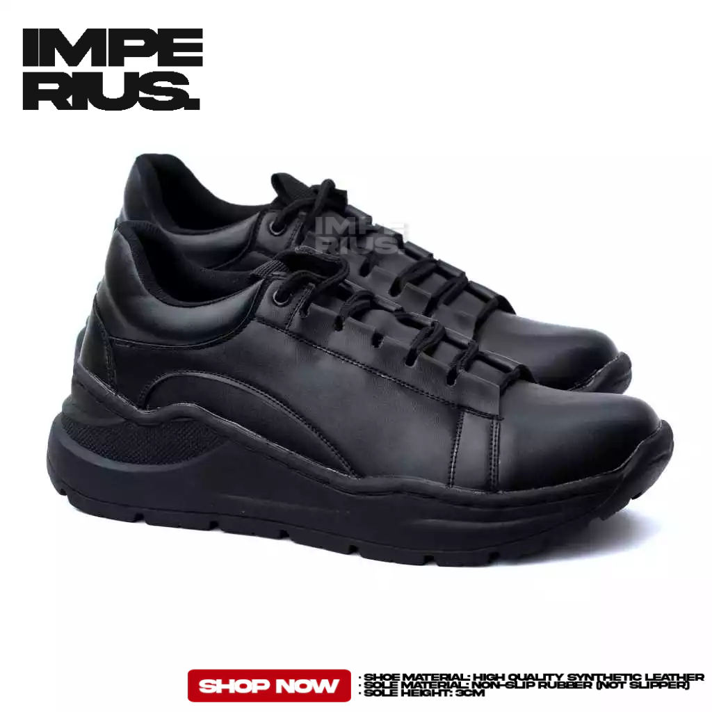 Sepatu Pria Sneakers Sole Tinggi Full Black