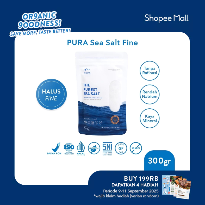 

Pura Sea Salt Fine (300gr) - Garam Laut Halus - Garam Organik - Garam Natural - Garam Laut Murni - Garam Sehat - Garam Rendah Natrium - Garam Sehat