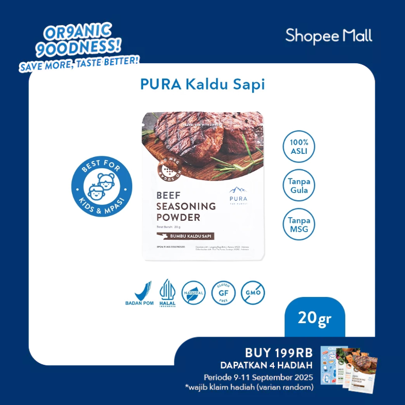 

Pura Kaldu Asli | Bumbu Kaldu Sapi (20gr) - Beef Seasoning Powder - Kaldu Mpasi - BB Booster - No Msg - No Gula - Kaldu Serbaguna - Kaldu Sapi Murni - Kaldu Sapi Pura
