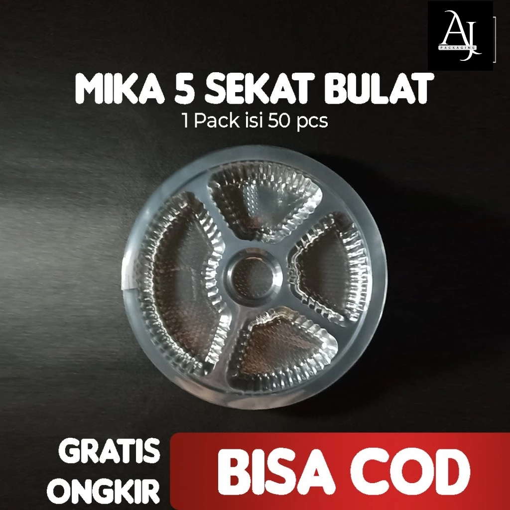 Mika Dus Nasi Snack Box 19x19 Bulat 5 Sekat 50pcs