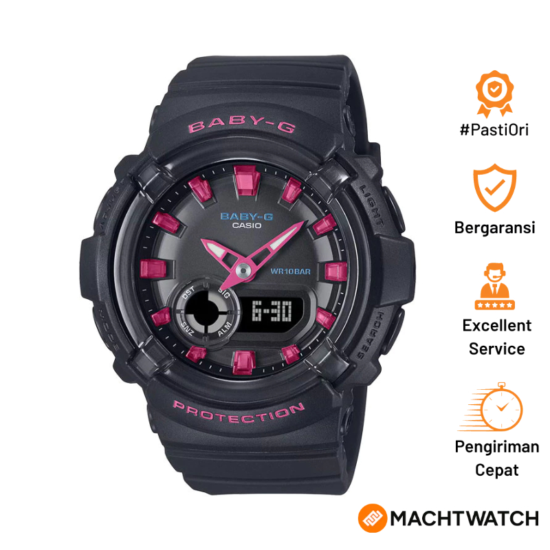 Jam Tangan Wanita Casio Baby-G BGA-280DN-1ADR Dance Floor Digital Analog Dial Black Resin Band