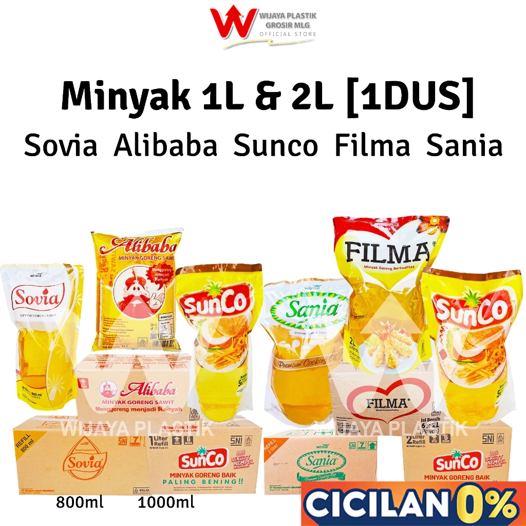 [GROSIR 1 DUS] Minyak [SOVIA SUNCO FILMA SANIA] 1L & 2L --- 6 12 Pack @DUS | 1 2 liter lt L sovia 80