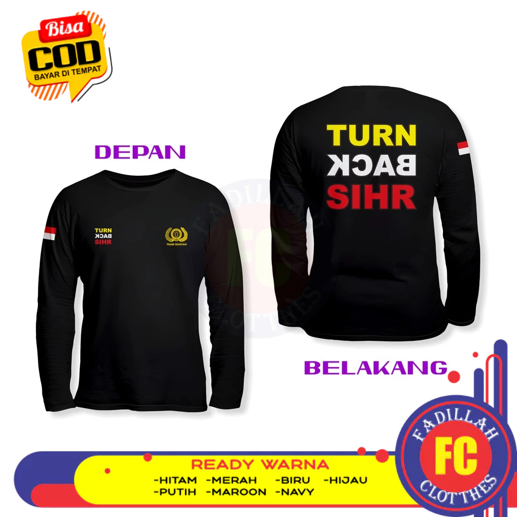 Baju Kaos JRA Jam'iyyah Ruqyah Aswaja Turn Back Sihr DB Lengan Panjang Kaos Distro