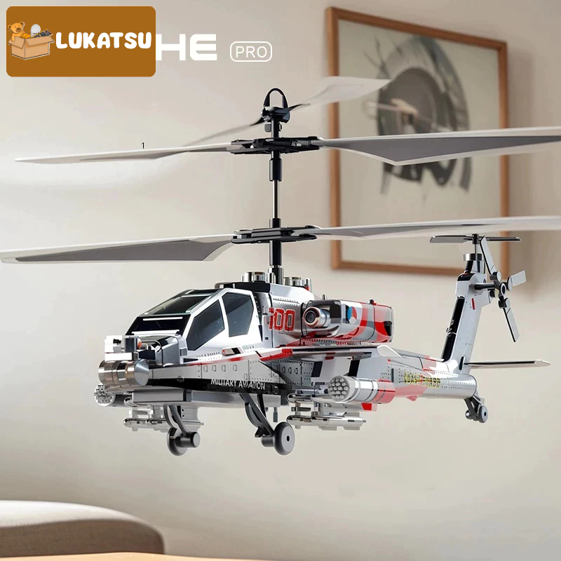 Mainan Helikopter Apache Remote Control dengan Giroskop dan Lampu2.4GHZ 3.5 Channel RC Pesawat