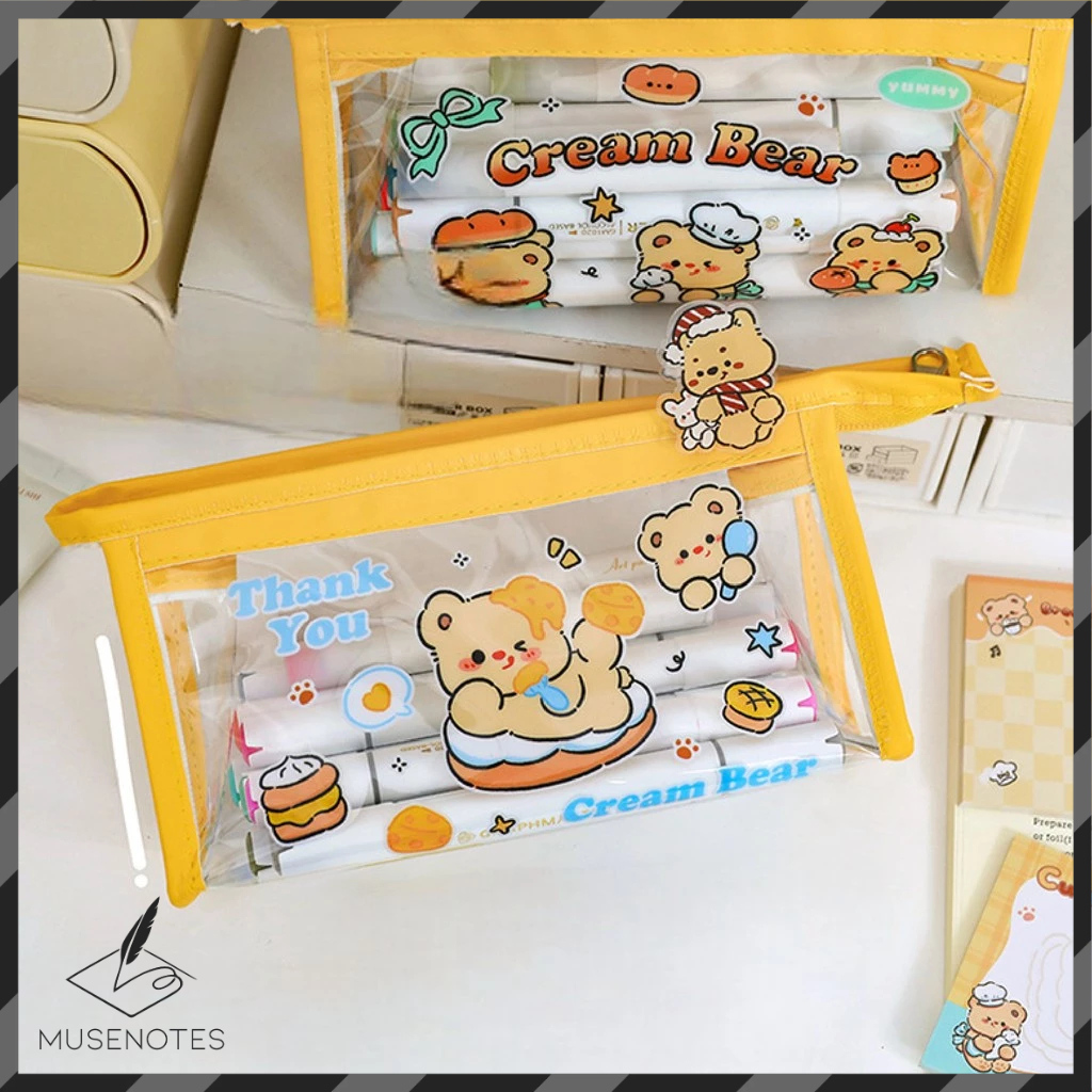 

Tempat Pensil Butter Bear Transparan Pouch Penyimpanan Bening Pencil Case Waterproof S-PC014
