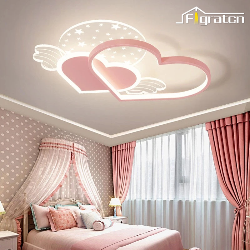 Lampu Plafon Kamar Anak Perempuan Dekorasi Sayap Cinta Lampu Kamar Anak LED 3 Warna Lampu Hias Plafo