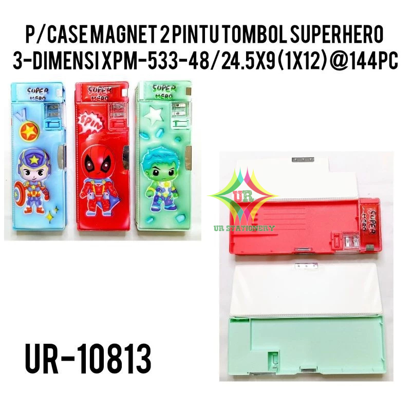 

Kotak pensil/Tempat pensil magnet 2 pintu tombol superhero 3-Dimensi XPM-533-48