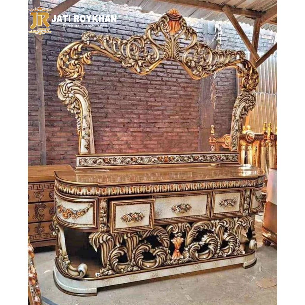 Bufet Cermin Hias Ukir Premium Kayu Jati Jepara