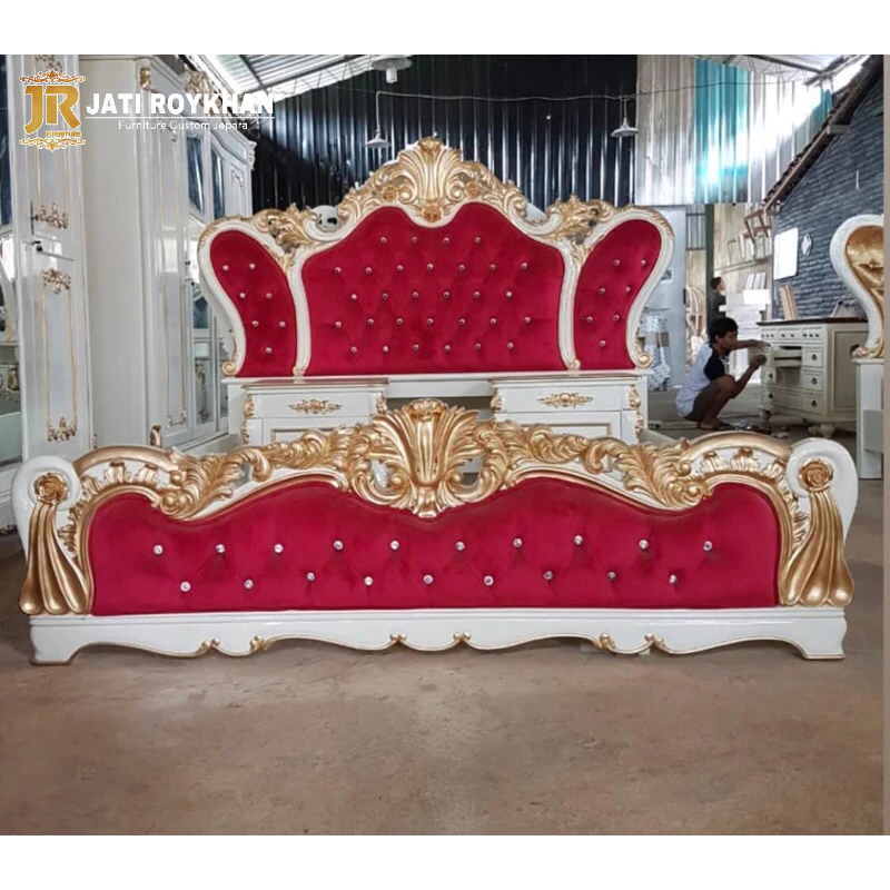 Dipan Tempat Tidur Ukir Jati Jepara Mawar Selendang