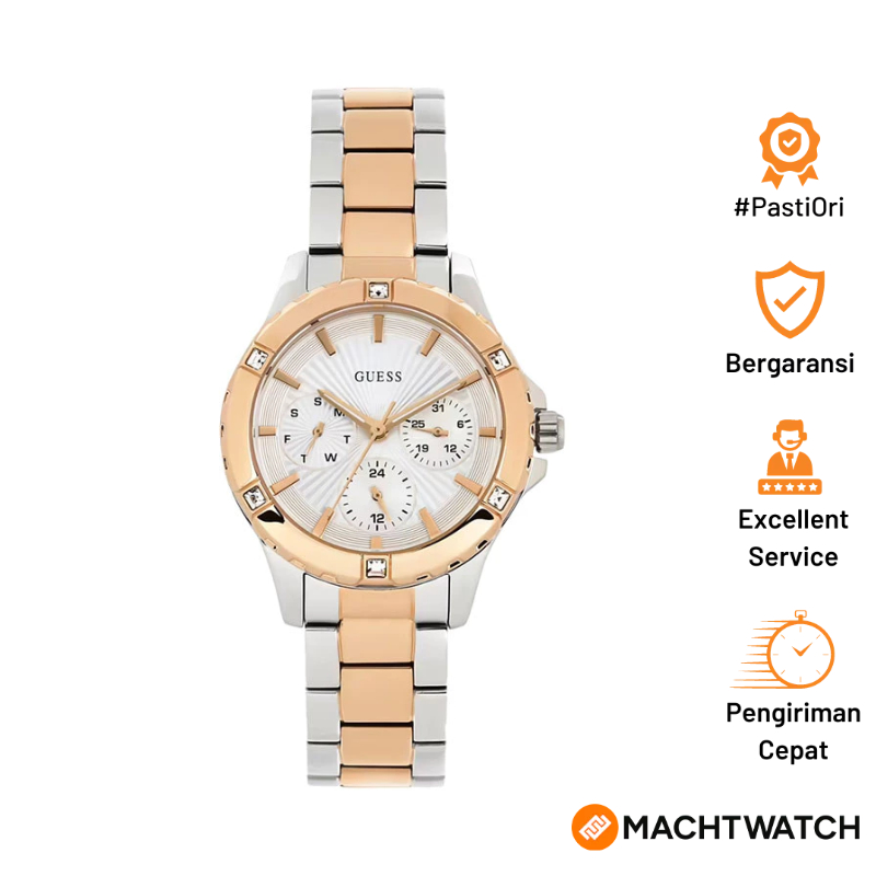 Jam Tangan Wanita Guess Mist W0443L4 Ladies Silver Dial Dual Tone Stainless Steel Strap