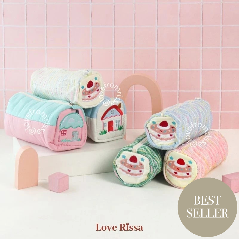 

[RISSA] Cute Pouch Swissroll Pencil Pouch Tempat Pensil Lucu Tempat Makeup Mini Kantong Kecil Alat Sekolah Kantor Lucu Zipper Love Rissa