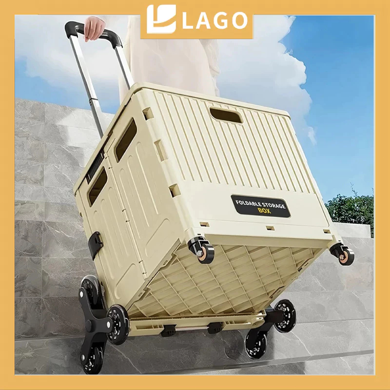 LAGO Troli Belanja Lipat Jumbo - Roda 4 Inch, Kuat & Mudah Digerakkan