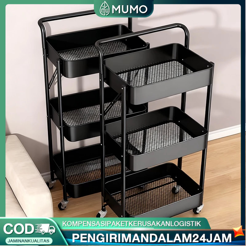 Rak Troli Besi Susun Rak Dapur Lipat Rak kamar mandi Rak Salon Rak Roda Serbaguna