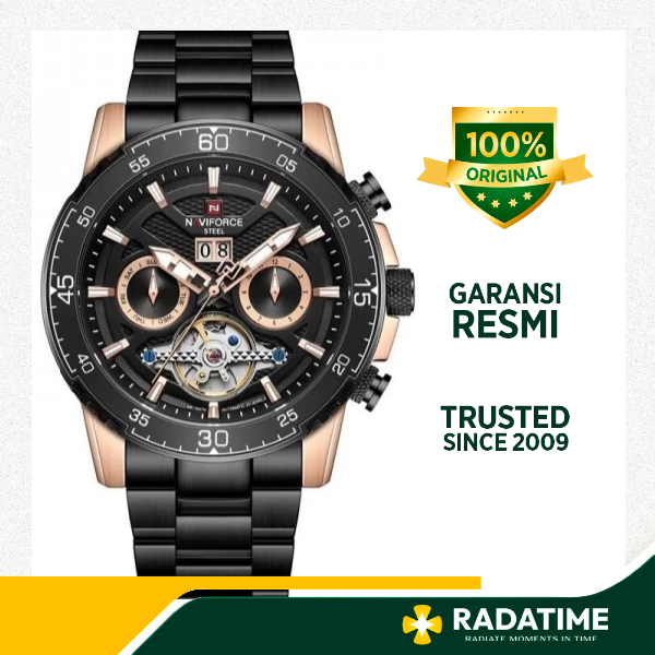 [PENAWARAN TERBATAS] Jam Tangan Pria Naviforce Automatic 100% Original -Rose Gold NF-1001MA-BRG-4