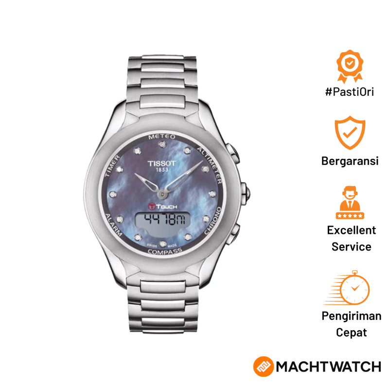 Jam Tangan Wanita TISSOT T-Touch T075.220.11.106.01 Expert Solar Mother of Pearl Dial Stainless Stee