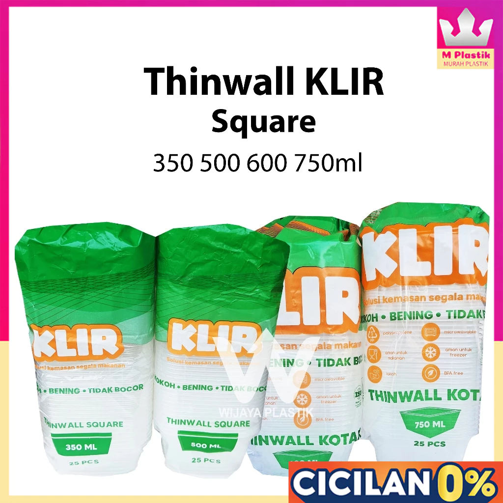 Aneka Thinwall ( 350 500 600 650 750 ml ) SQUARE [Hok/Klir] --- 25 pcs @Pack | 350ml 500ml 650ml hok