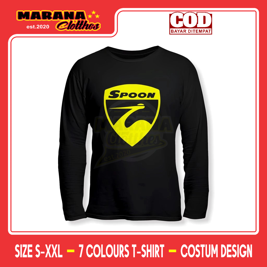 Kaos Spoon Sports Logo Velg Pelek Mobil Racing Lengan Panjang Baju Otomotif
