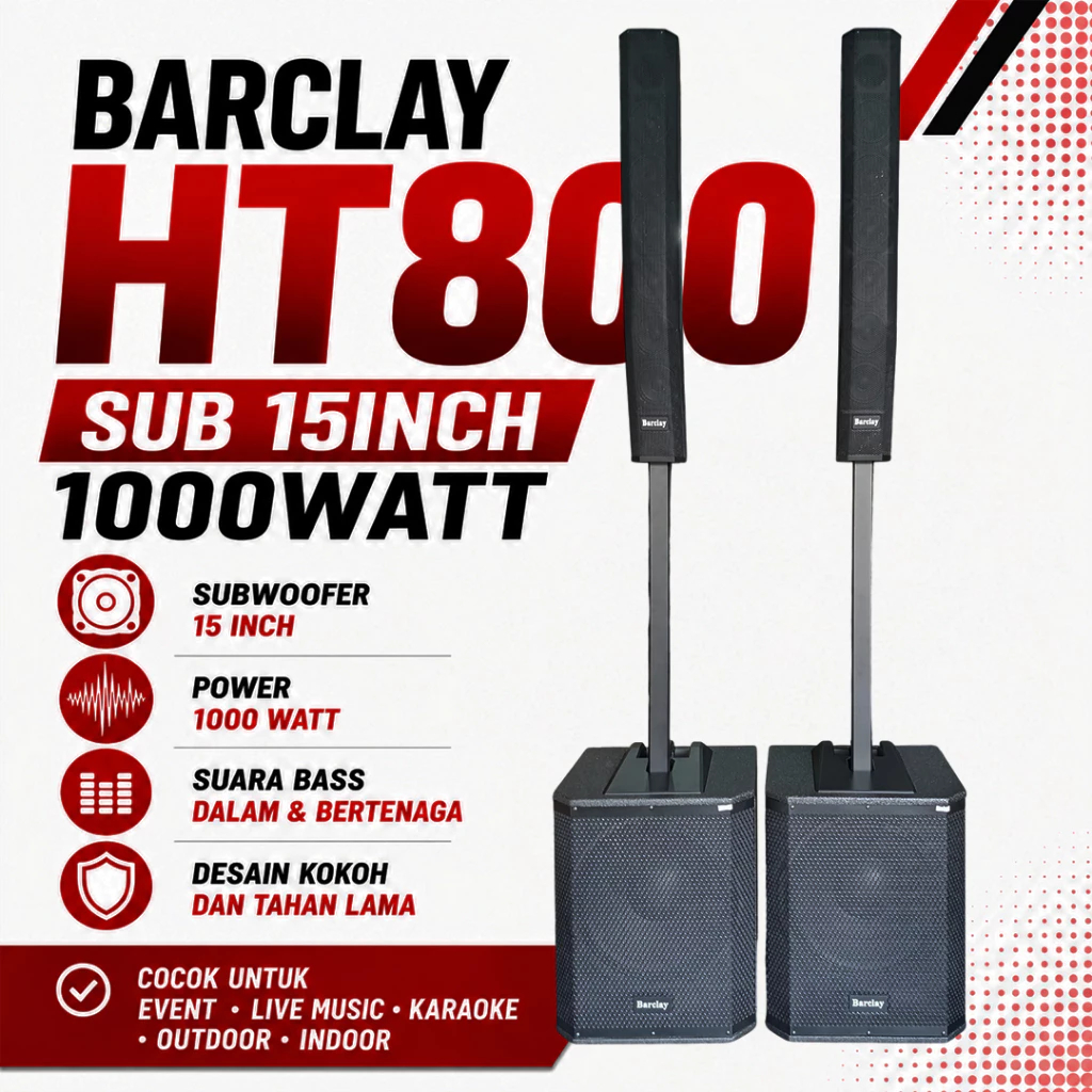 Speaker Aktif Satelite BARCLAY BY HUPER HT800 | HT 800 Sub 15 Inch 1000 Watt Original