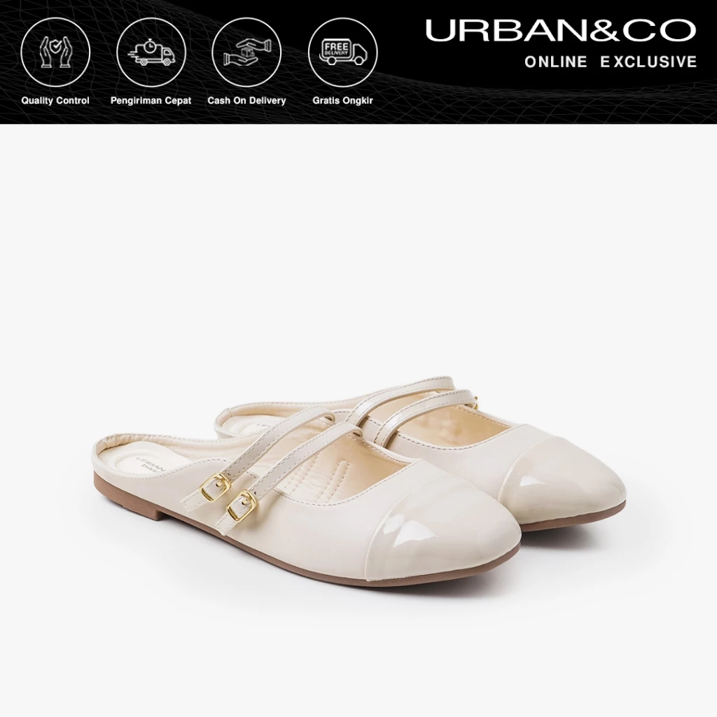 [RESTOCK] URBAN&CO Voila Basic Mules Flatshoes Sepatu Sandal Kerja Slip On Wanita Kekinian
