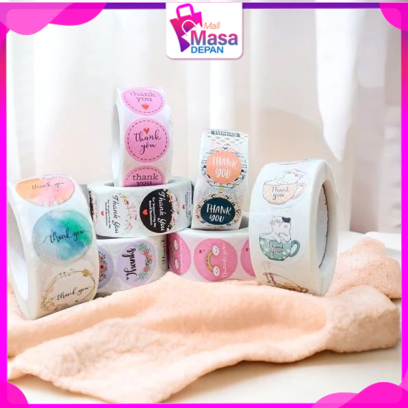 

MMD Sticker Thank You Roll Isi 500 Pcs Stiker Terima Kasih Warna Self Adhesive Seal Label Roll Sticker Thank You 2Cm Tempelan Ucapan Terimakasih Bulat 500pcs Segel Order Packing Motif Bunga Love Serbaguna
