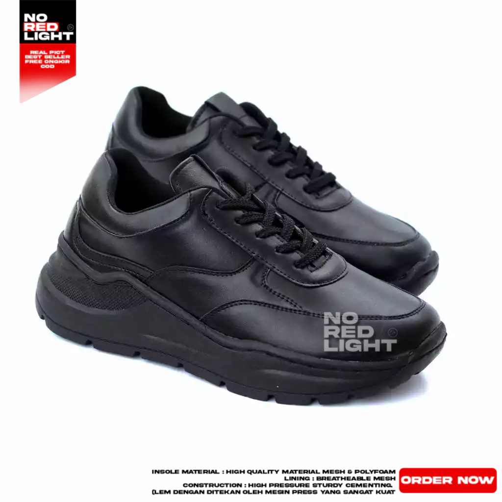 Sepatu Formal Sneakers Pria Hak Tinggi Hitam