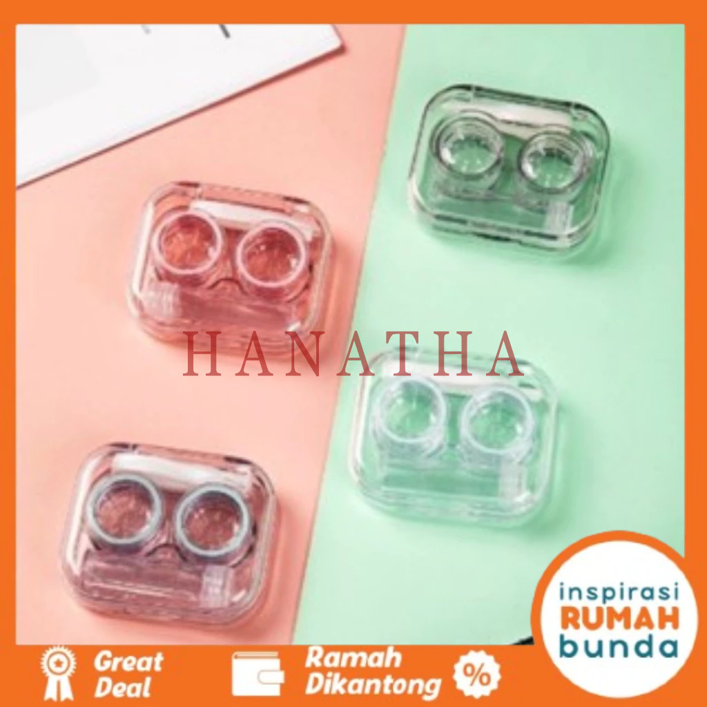 Softlens Case Bening Plastik Tempat Kontak Lensa + Penjepit + Tongkat Tempat Softlens Bening Satu Se