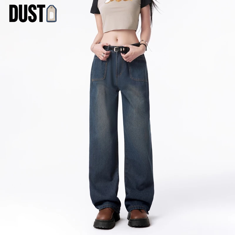 Dust Celana Jeans Wanita Highwaist Loose Biru