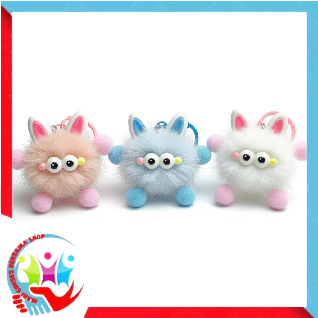 MSBS Gantungan Tas Boneka Lucu Gantungan Little Monster Kawai Boneka Bulu Halus Gantungan Kunci Bone