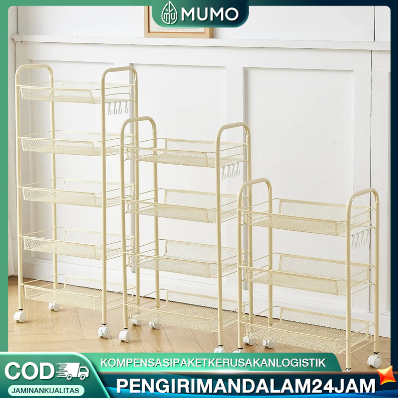 Rak Troli besi Rak Susun Roda Rak Ruang Tamu Rak Penyimpanan Dapur Stainless Rak Lantai Beroda