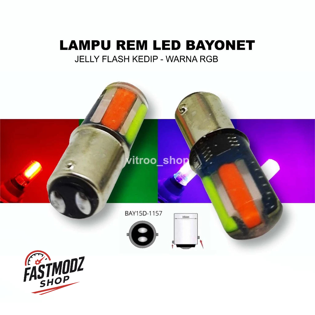 LRB4 - Lampu Rem LED bayonet Jelly RGB Kedip Stoplamp Motor Beat Mio fi Supra Vario 125