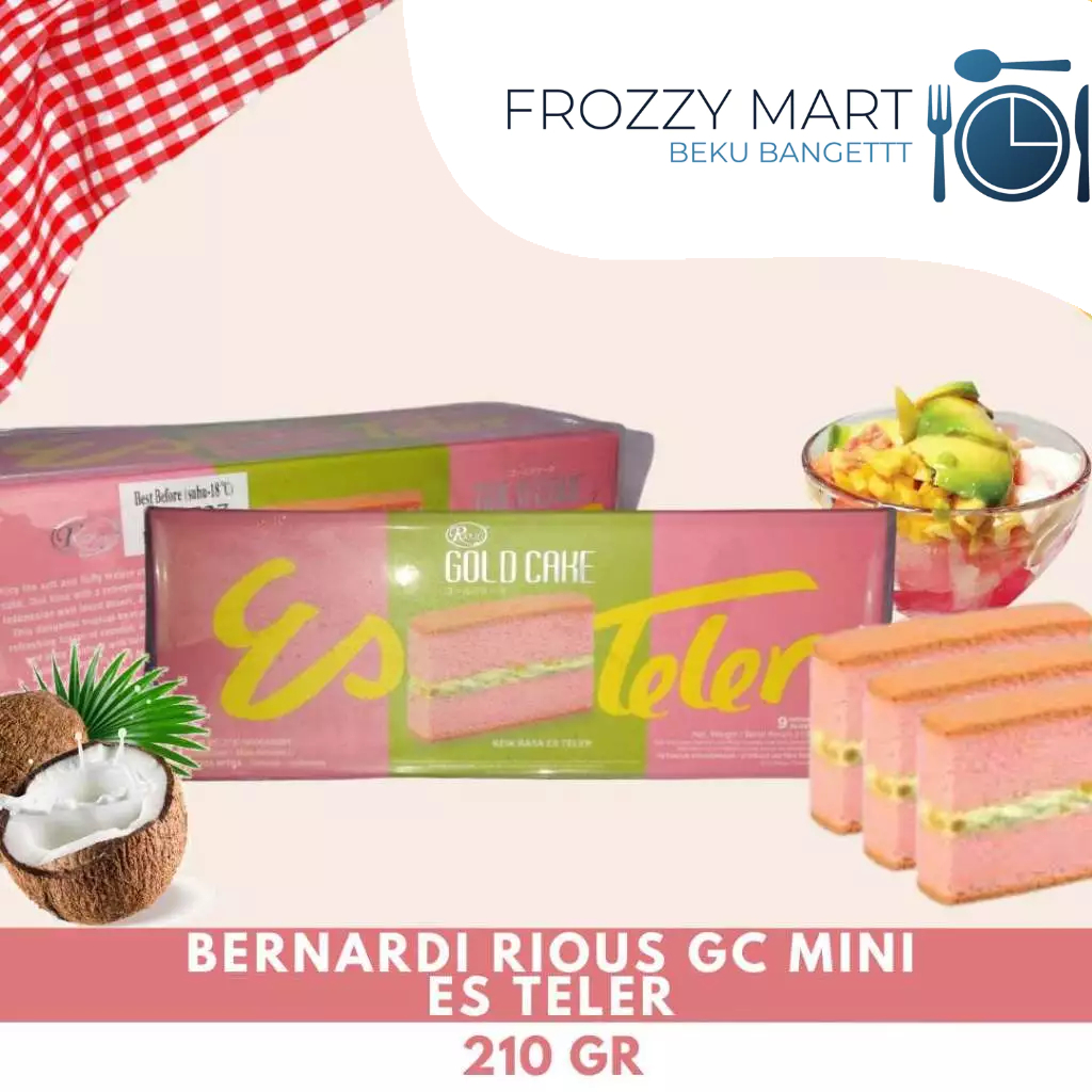 Bernardi Rious Gold Cake Mini Es Teler 210gr | Cake Jepang Lembut Rasa Es Teler | Dessert Frozen Pre