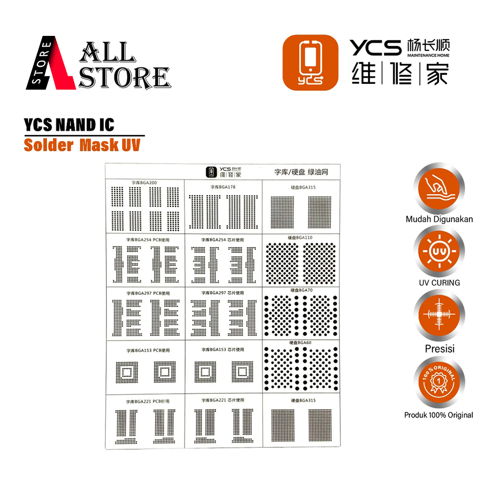 YCS NAND SOLDER MASK INK STENCIL ORIGINAL - Tools Bantuan Untuk Perbaikan CPU IP - Screen IC UV Serv