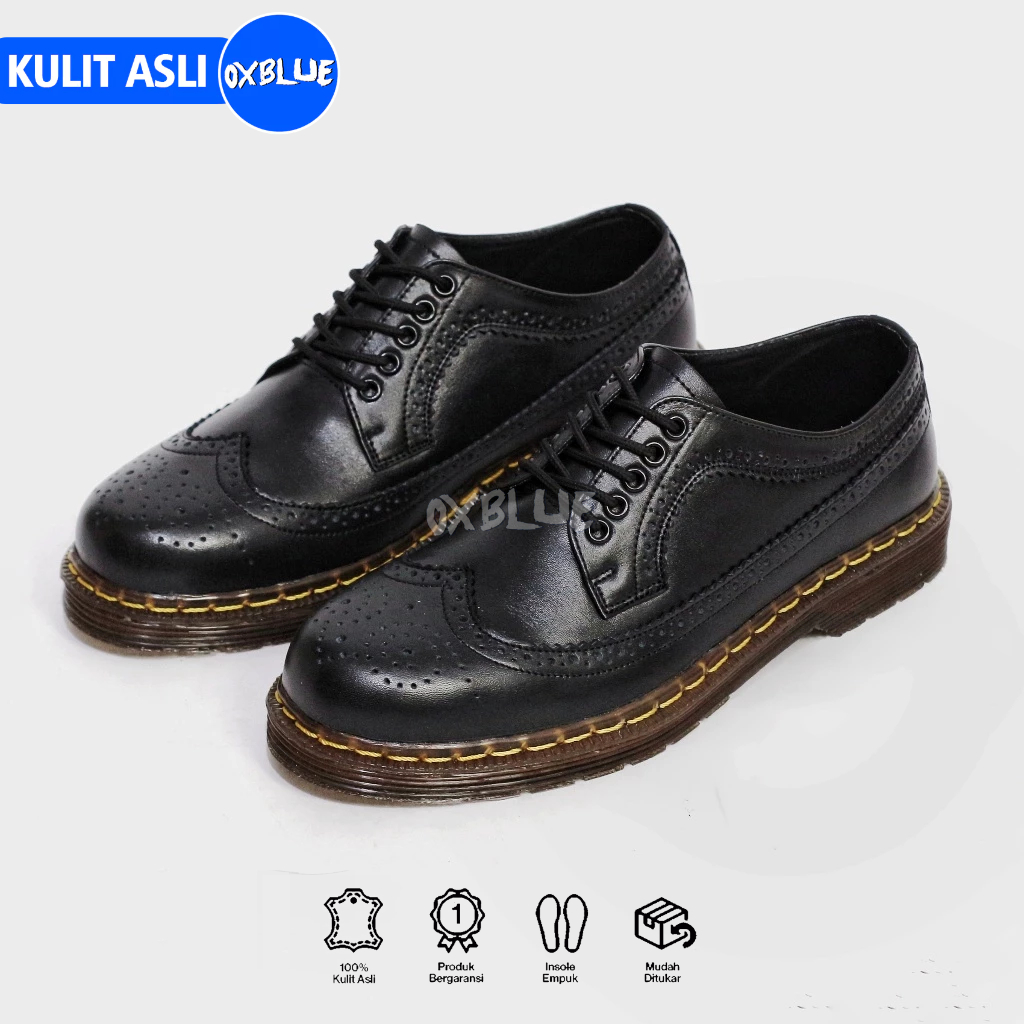 OXBLUE Velas - Sepatu Pria Wingtip Docmart Kulit Asli