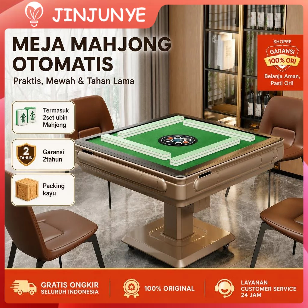 Meja Mahjong Otomatis (Termasuk 2set ubin mahjong) Mesin Mahjong Otomatis Multifungsi Mahjong machin