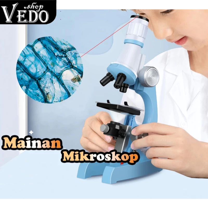 Mikroskop Anak LED Kit Mainan Edukasi Belajar Sains Mikroskop Mini Portable