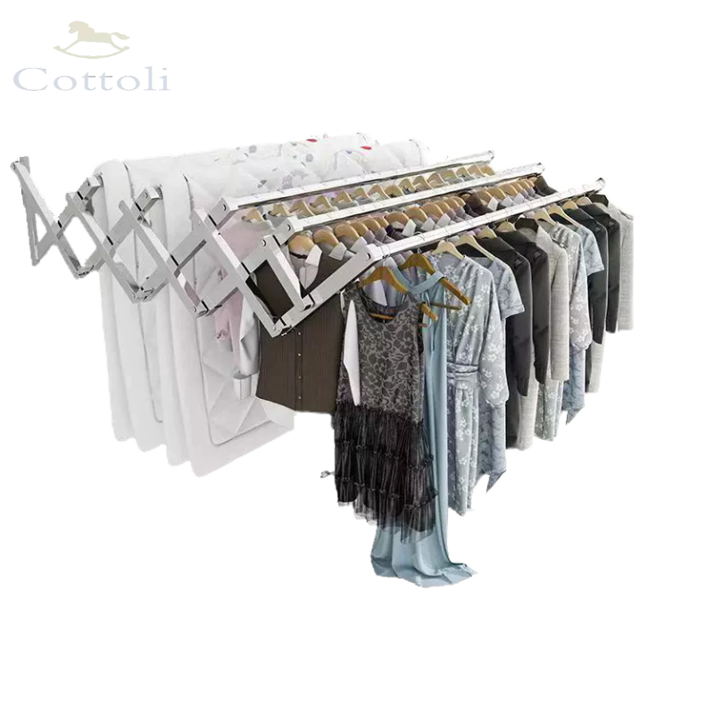 TERLARIS Cottoli Jemuran Baju Tempel Dinding Jemuran Dinding Lipat Stainless Jemuran Baju Lipat