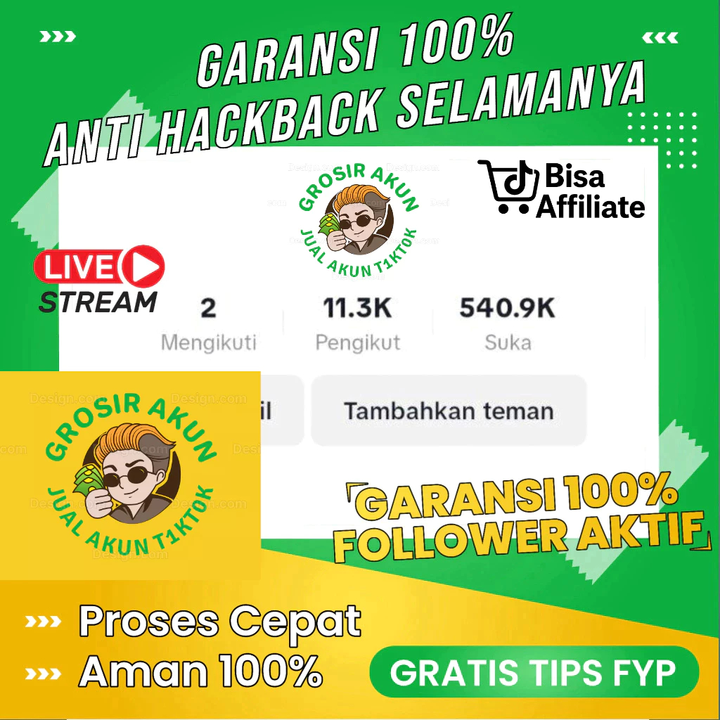 jual grosir gudang akun  tiktok tik tok tt shop tiktokshop affiliate fyp live game 1000 2000 2k real