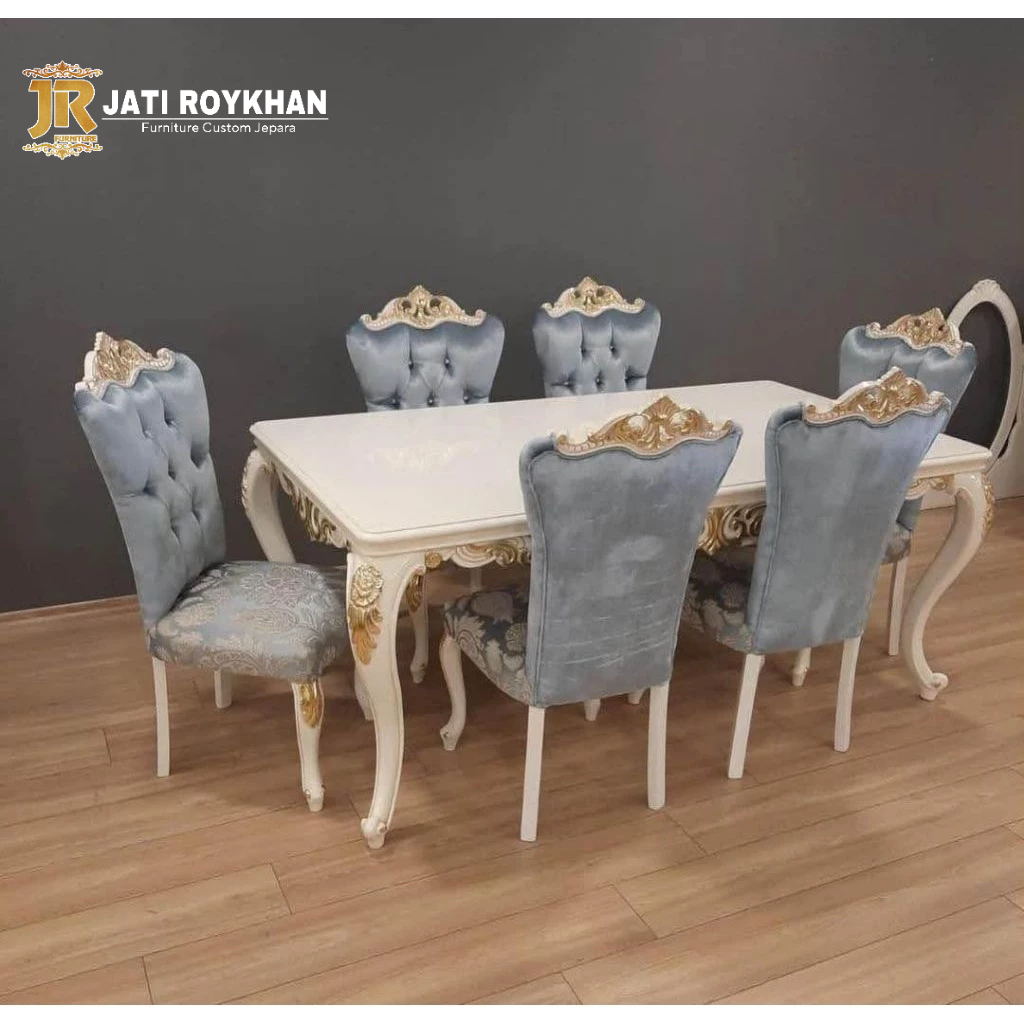 MEJA MAKAN UKIR JEPARA LUXURY MEWAH KURSI 6 TERBARU