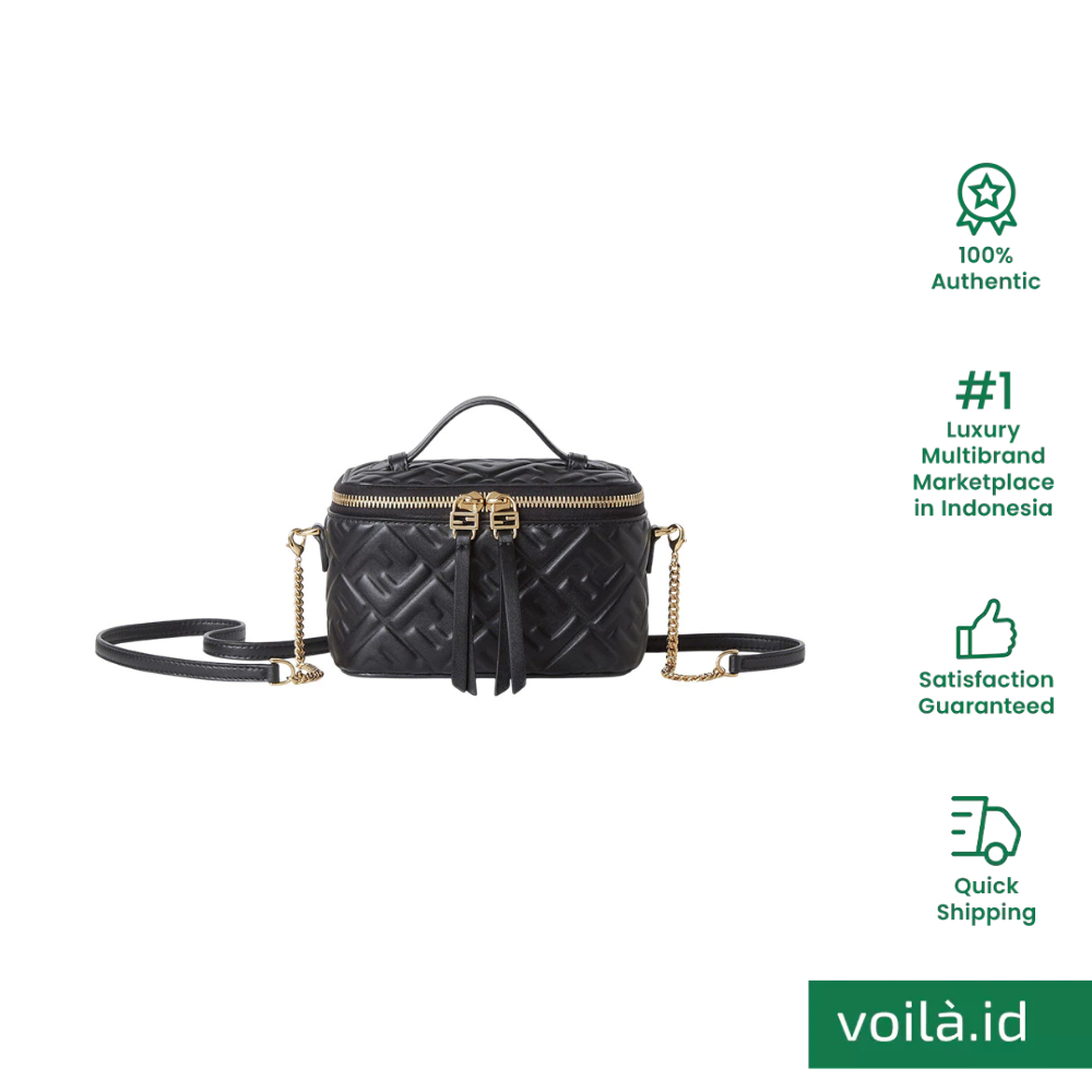 FF Motif 3D-Effect Vanity Mini Bag Black