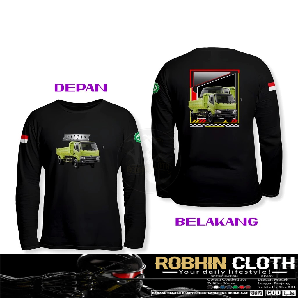 Kaos Baju Truk Hino Streetwear DB Lengan Panjang Kaos Distro