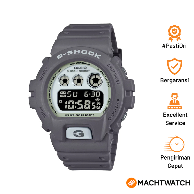 [PRJ 12.12] Jam Tangan Pria Casio G-Shock DW-6900HD-8DR Hidden Glow Series Digital Luminous Dial Gre