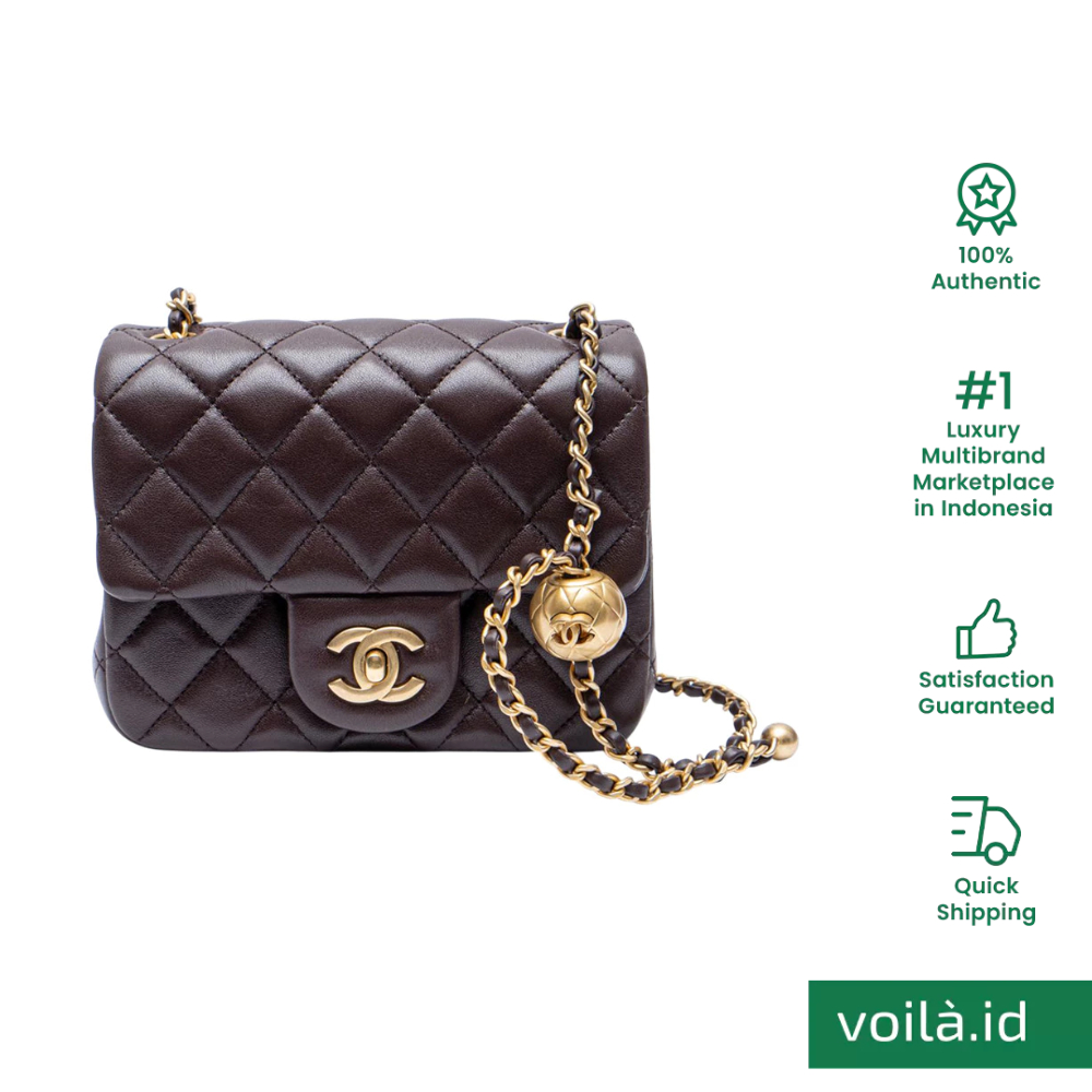 Chanel Pearl Crush Mini Flap Bag Dark Brown Ghw