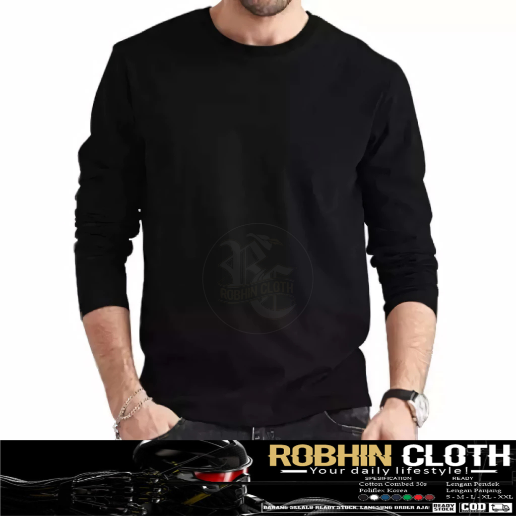 Kaos Baju Polos Cotton Combed 30s lengan Panjang