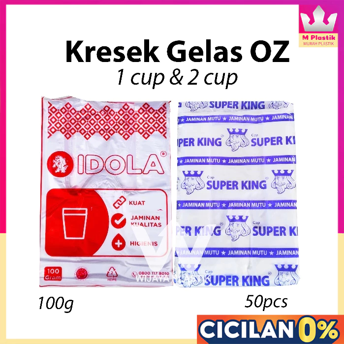 Kresek HD Gelas Oz ( 1 & 2 Cup ) [Idola/Super King] --- 50 100 g @Pack | idola merah 10x27 biru 10x4