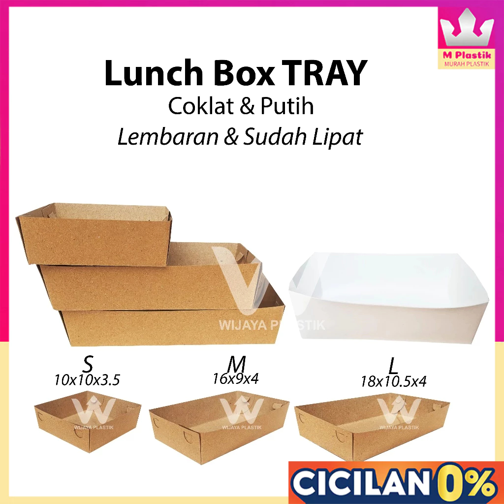 Lunch Box TRAY ( S/M/L ) ( Coklat & Putih ) Lembaran / Lipat @Pcs | lunchbox bawahan tanpa tutup ful