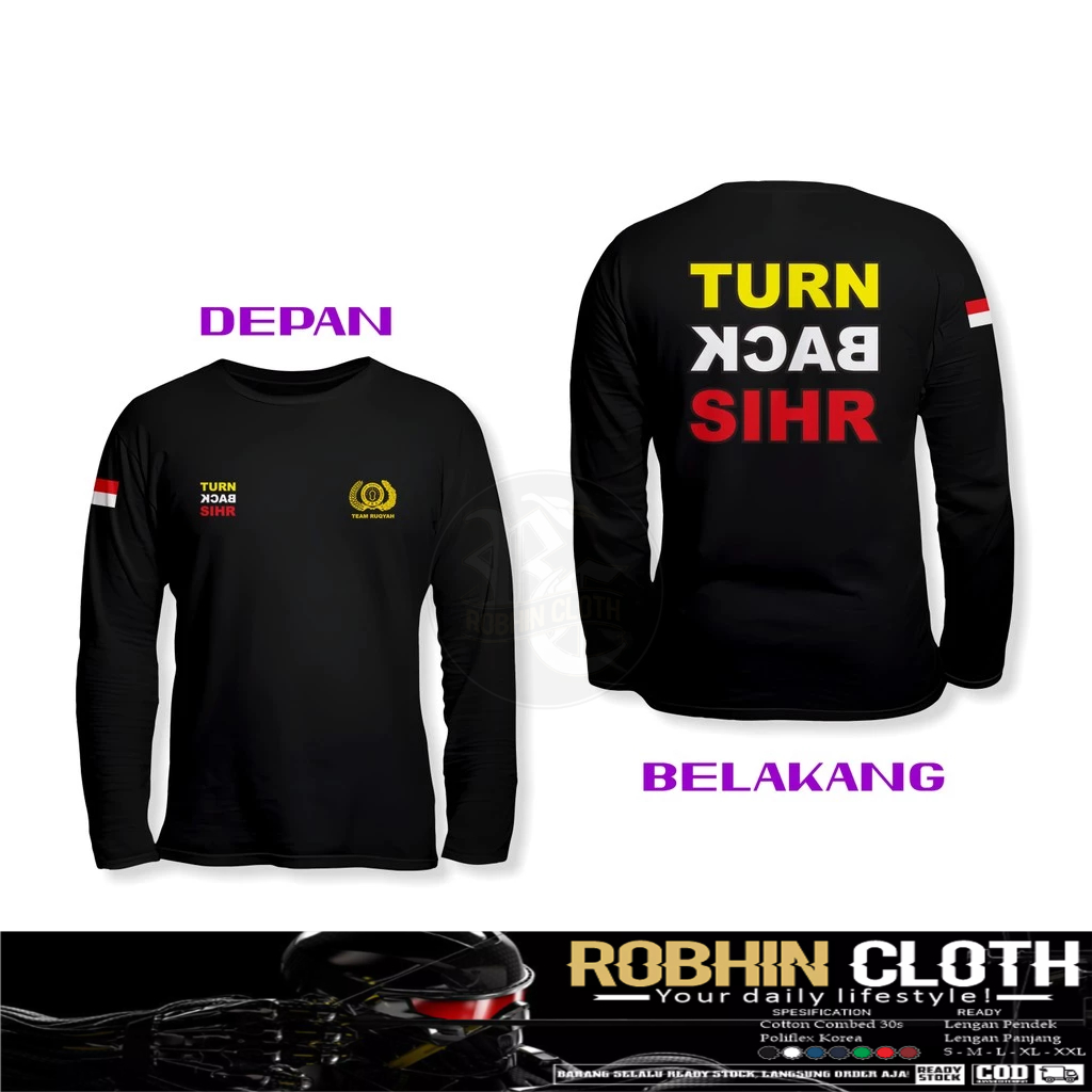 Kaos Baju JRA Jam'iyyah Ruqyah Aswaja Turn Back Sihr DB Lengan Panjang Kaos Distro