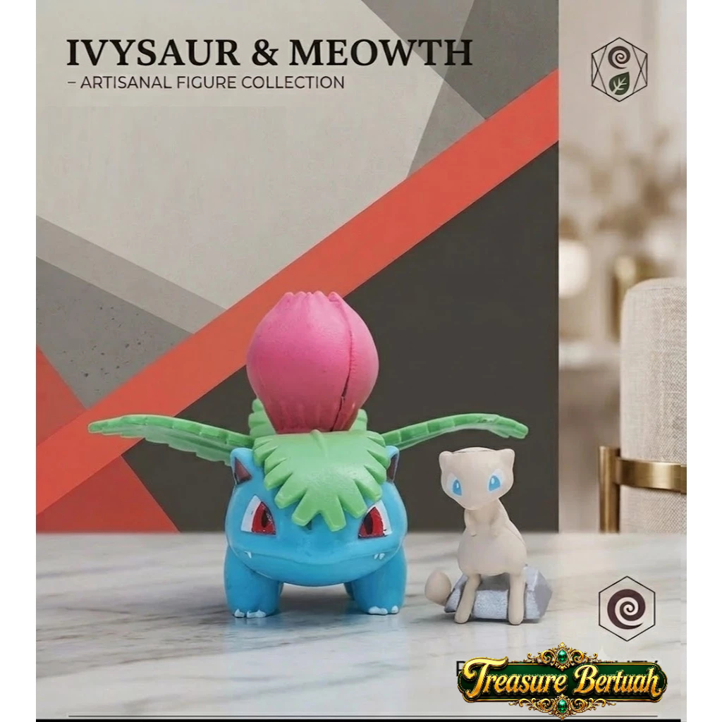 Action Figure Pokemon Kecil - TB - Mini Chibi Mainan Action Figur Pokémon Ivysaur & Meowth  - Treasu