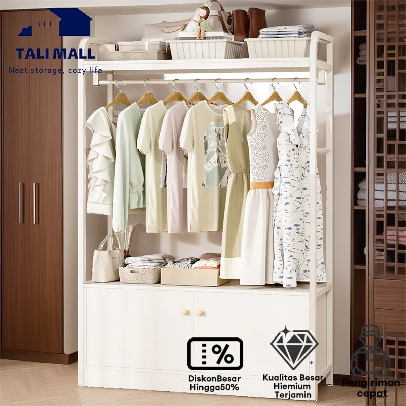 Lemari Pakaian Kayu Lemari Pakaian Minimalis Lemari Baju Gantung  Tertutup Lemari Anak 3 Susun120CM