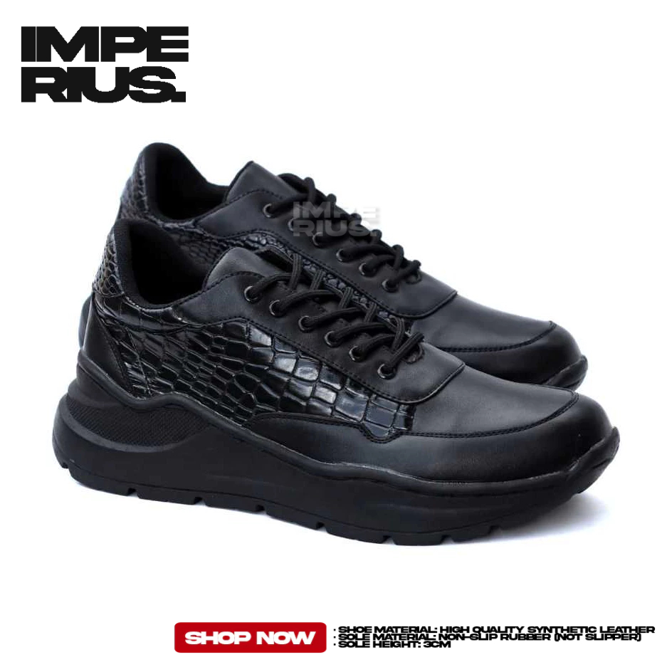 Sepatu Sneakers Pria Hitam Sole Tinggi